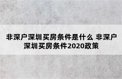 非深户深圳买房条件是什么 非深户深圳买房条件2020政策